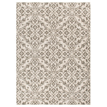 Augusta Dominion Ivory/Grey Traditional Area Rug, 5'3"x7'3"
