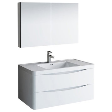 Fresca Tuscany 40" 2-drawer Modern Wood Bathroom Vanity in Glossy White