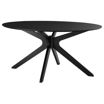 63" Dining Table, Oval, Black, Wood, Modern, Kitchen Bistro Hospitality