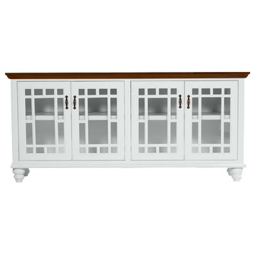 80" Traditional Sideboard Buffet, Bright White
