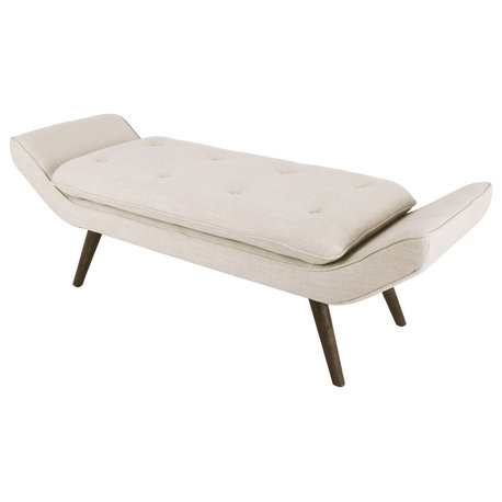 Newcastle Fabric Tufted Bench, Flax