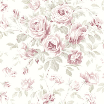 Manon Pink Rose Stitch Wallpaper Sample