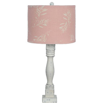 Gables White 29.5" Height Table Lamp With Olive Grove Pink Shade