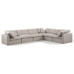 Meridian Furniture - Indulge Upholstered Modular L-Shaped Sectional, Beige, 6-Piece: 3 Armless Chair, 3 Corner Chair, Down Stuffed Linen Textured Fabric - Experience ultimate comfort and style with our beige linen textured fabric Indulge Sectional. The luxurious linen texture of the fabric will elevate the aesthetic of any room. This sofa provides ample space for you to relax while its modular build offers the option of unlimited configurations. Whether you're looking to add a stylish element to your living room or a comfortable seating option to your bedroom, this sofa is the perfect choice.