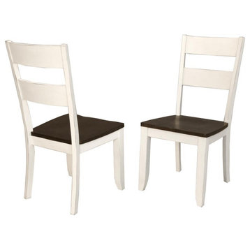 Transitional Cocoa-Chalk Side Chairs (Set of 2), Belen Kox