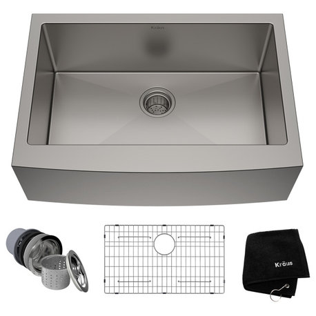 Standart PRO 30" Farmhouse Apron Stainless Steel 1-Bowl 16 Gauge Kitchen Sink