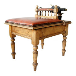 English Pine and Leather Jockey Scale Stool - Footstools And Ottomans