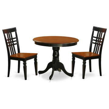 3-Piece Kitchen Table Set With a Table and 2 Dining Chairs, Black and Cherry