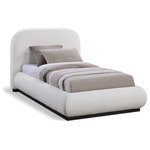 Meridian Furniture - Vaughn Bed, Cream, Twin, Chenille Fabric, Black Finish - Transform your bedroom into a cozy and inviting retreat with the Vaughn Twin Bed. With its rich cream chenille textured fabric and solid wood base in a black finish, this bed exudes a warm and inviting ambiance that will make you feel right at home. Its soft and plush surface provides a cozy and comfortable retreat, while its sturdy and durable construction ensures that you can enjoy long-lasting comfort. So go ahead, treat yourself to a restful night's sleep in this exquisite bed, and wake up feeling refreshed and rejuvenated.