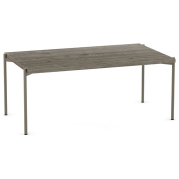 Amisco Drew 24" x 41" Rectangle Coffee Table, Greyish-Brown Tfl / Grey Metal