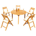 Teak Deals - 6-Piece Outdoor Teak Dining Set: 48" Round Table, 5 Surf Folding Arm Chairs - Set includes: 48" Round Dining Table and 5 Folding Arm Chairs.