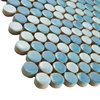 Comet Penny Round Porcelain Floor/Wall Tile, Atlantica Blue