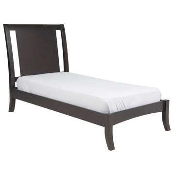 Modus Nevis Contemporary Full Low Profile Solid Wood Sleigh Bed in Espresso