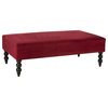 Camelia Ottoman, Silver Nailheads Red Velvet