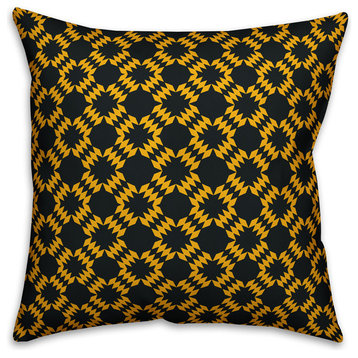 Folk Southwestern Pattern, Yellow Outdoor Throw Pillow, 18"x18"