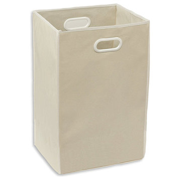 Foldable Closet Laundry Hamper Basket, Beige