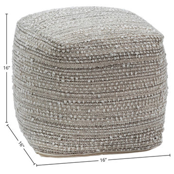 Lesbos Handwoven Poly Yarn Upholstered Pouf, Natural