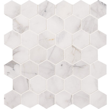 MSI SMOT-CAL-2HEXH Calacatta Cressa - 2" x 2" Hexagon Mosaic Tile - Cressa