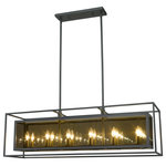 Z-lite - Z-Lite 802-44L-MC 12 Light Island/Billiard Infinity Misty Charcoal - Choose this decadent contemporary twelve-light wall island and billiard light for its chic blend of steel and mirror, and a geometric linear silhouette that updates modern kitchens and entertainment spaces. A double frame made from misty charcoal finish steel joins both clear and smoke glass to deliver a soothing, atmospheric aesthetic with plenty of inspiration. Candelabra bulb mounts create an opportunity to change up the motif and fit into transitional spaces.