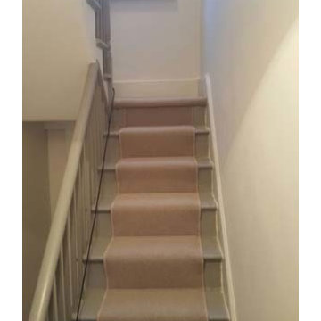 White Carpet Installation to Stairs