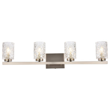 Living District LD7028W32SN 4 lights bath sconce in stain nickel & clear shade