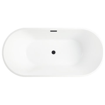 Freestanding Acrylic Bathtub, White/Matte Black, XS/54"