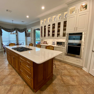 Traditional White & Cherry Cabinets & Wolf Appliances