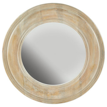 Capital Lighting Round Decorative Mirror, White Washed Wood/Gold Leaf