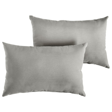 Grey Outdoor Knife Edge Lumbar Pillows, 16x26, Set of 2