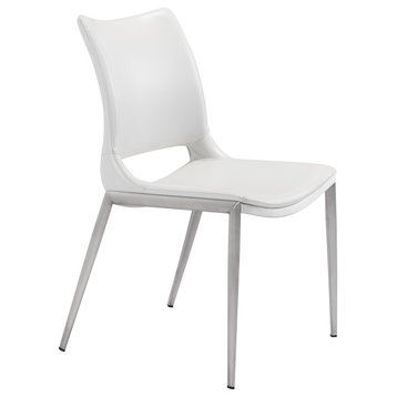 Sterling Dining Chair Set of 2, White & Silver
