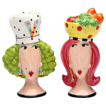 Chef Lady Salt and Pepper Shakers, Set of 2