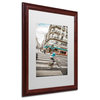 "Paris Bicycle Rider" Framed Art by Yale Gurney, Wood, White, 16"x20"