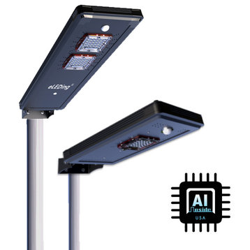 Solar Power Dusk To Dawn Black Aluminum Outdoor LED AI-Smart Sensing Light, Ee812w-Ai8-P