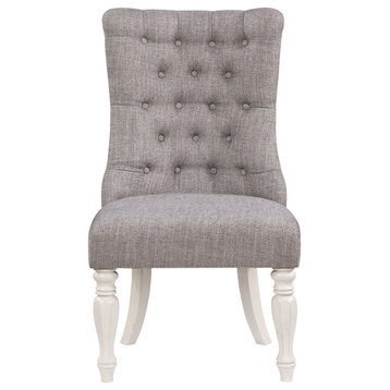 ACME Florian Side Chair, Set of 2, Gray Fabric & Antique White