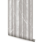 Accentuwall - Birch Tree Peel and Stick Vinyl Wallpaper, White Gray, 24"x108" - Reminiscent of a lakefront cabin view of the forest’s edge, our Birch Tree Peel-and-Stick Wallpaper brings the outdoors in. This woodland backdrop is ideal for living rooms, bedrooms, nurseries, or any other space where you’d like a modern and natural design.