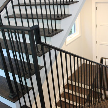 Custom Wrought Iron Dixie Cap Handrail with Square Balusters & Newels