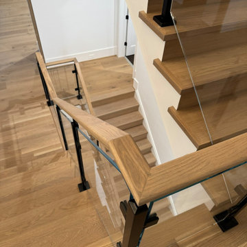 Project #132 | White Oak Staircase with Glass Balustrade