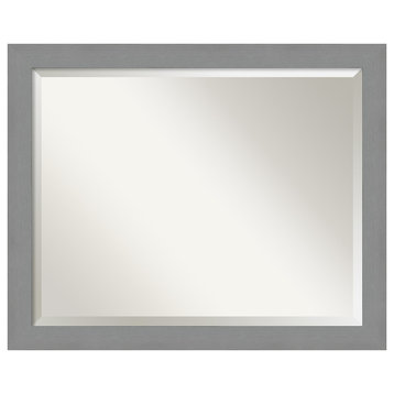 Brushed Nickel Beveled Bathroom Wall Mirror - 31.5 x 25.5 in.