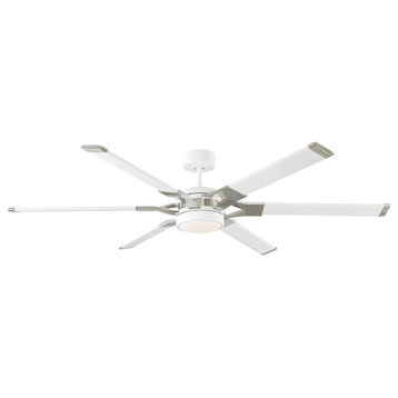 Monte Carlo Loft 62" Ceiling Fan With LED Matte White / Brushed Steel