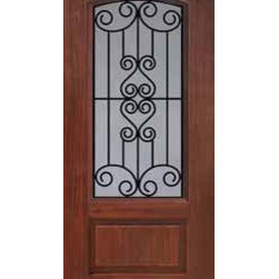 Single Door 80 Fiberglass Verona 1 Panel Arch Lite GBG Glass - Front Doors