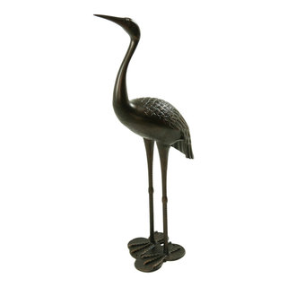 Scarlet Outdoor 43 Inch Cast Aluminum Crane Statue - Beach Style