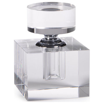 "Amari" 4.25" Tall Glass Perfume Bottle, Cube Shaped