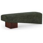 Meridian Furniture - Alora Upholstered Bench, Green, Walnut Finish - Indulge in the allure of the Green Fabric Alora Bench by Meridian Furniture. Its captivating design and luxurious Green Fabric elevate any space with effortless elegance. Crafted with precision and durability in mind, this stunning piece becomes the focal point of gatherings, fostering moments of connection and warmth. Embrace sophistication and style with the Alora Bench, a testament to exquisite taste and timeless beauty.
