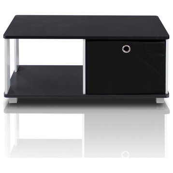 Coffee Table with Bin Drawer, Black & White