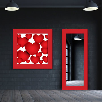 Grandeur Spotlight Mirror And Wall/Floor Art Set, Italian Red, WM05015