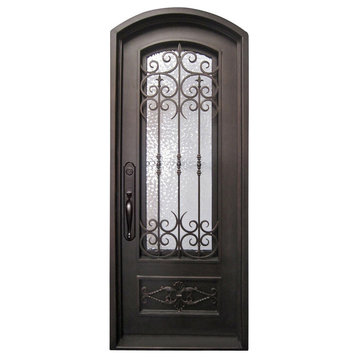 Envidia 39"x96" Wrought Iron Door, 6" Jamb, Aged Bronze Patina, Right Hand