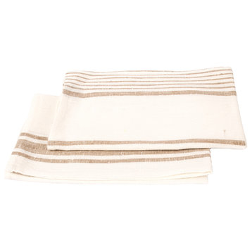 Linen Prewashed Hand And Guest Towels Tuscany, Set of 2, Beige Natural, 47x65cm