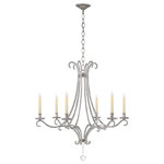 Visual Comfort & Co. - Oslo Medium Chandelier in Burnished Silver Leaf with Crystal - The Oslo reimagines classic Northern European elegance with a modern Chapman & Myers twist. Graceful gilded-iron curved lines are meticulously trimmed with glass beads, adding an air of refinement to the classically proportioned chandelier. The jewelry-like details, scalloped bobeches, and candle-inspired lights will add a sophisticated touch to interior spaces.