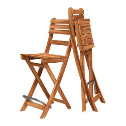Interbuild Sofia outdoor patio bar chair wood foldable bar stool - Outdoor Folding Chairs