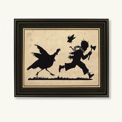 Turkey Chase Thanksgiving Silhouette - Holiday Decorations